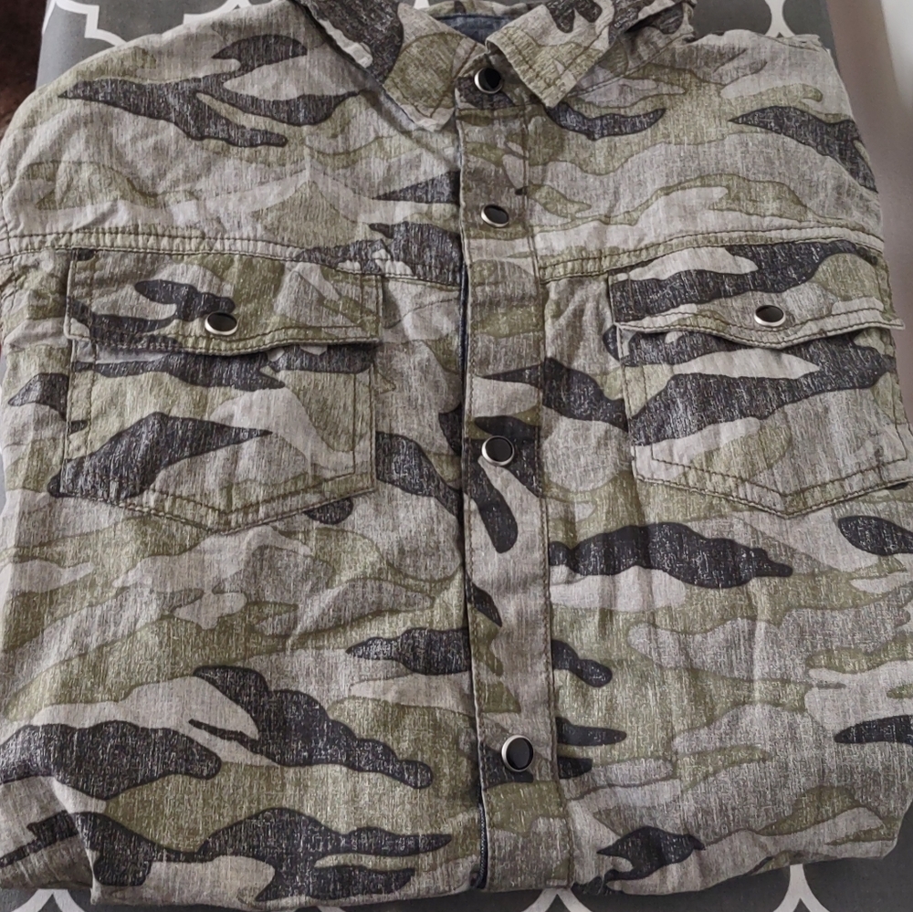 Blackjack army print long sleeve shirt